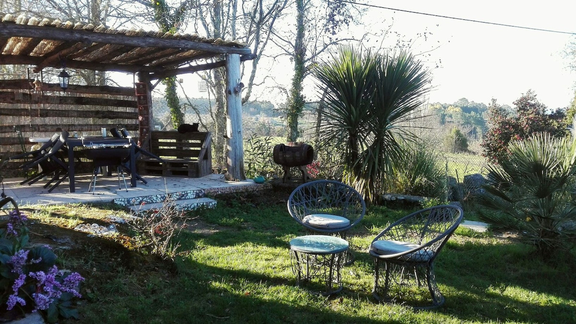 Outdoor rustic bbq area in the afternoon