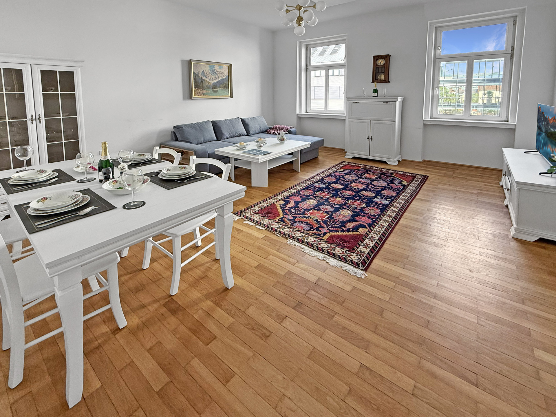 Bright living and dining area