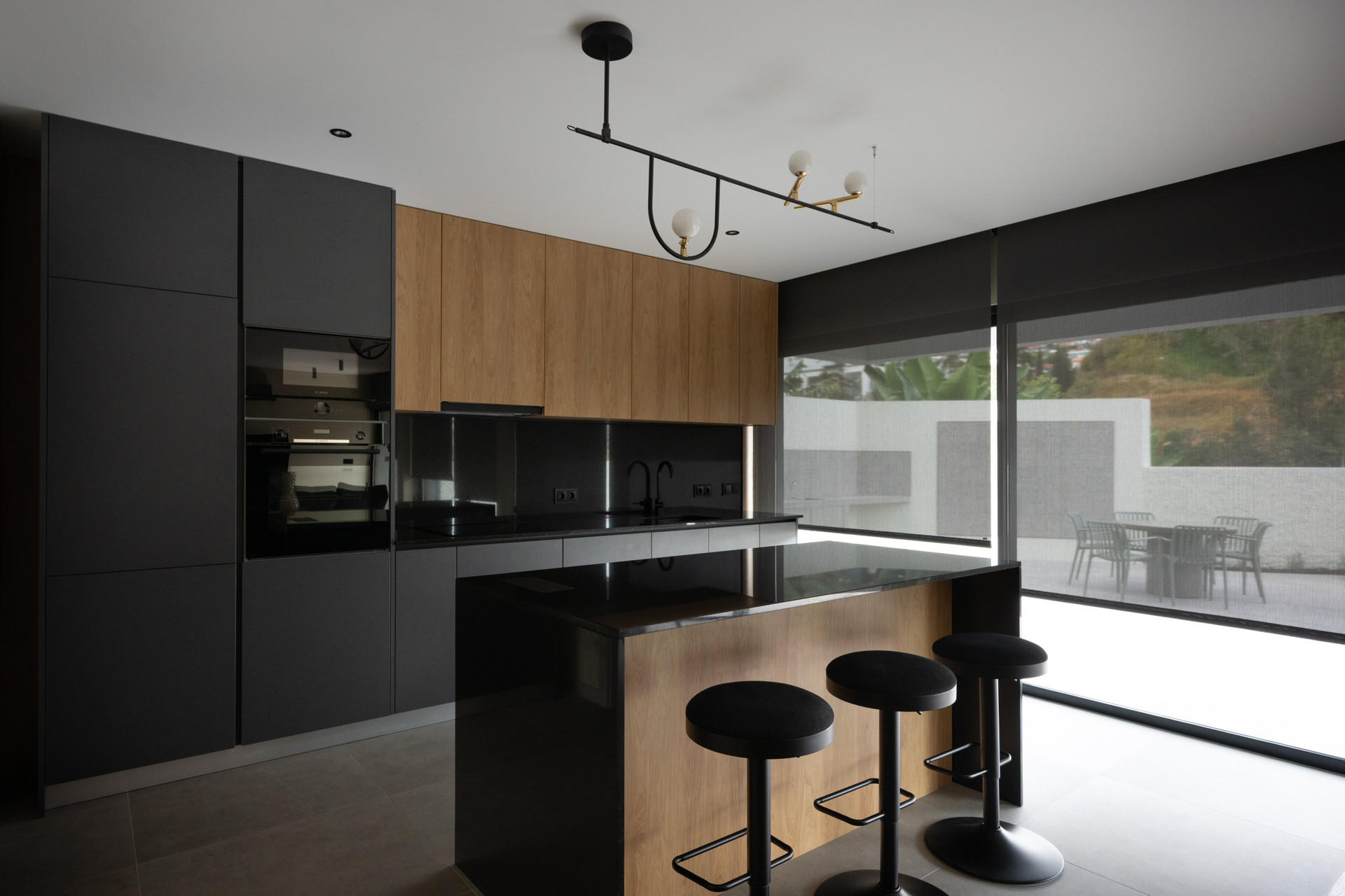 Modern black kitchen with island