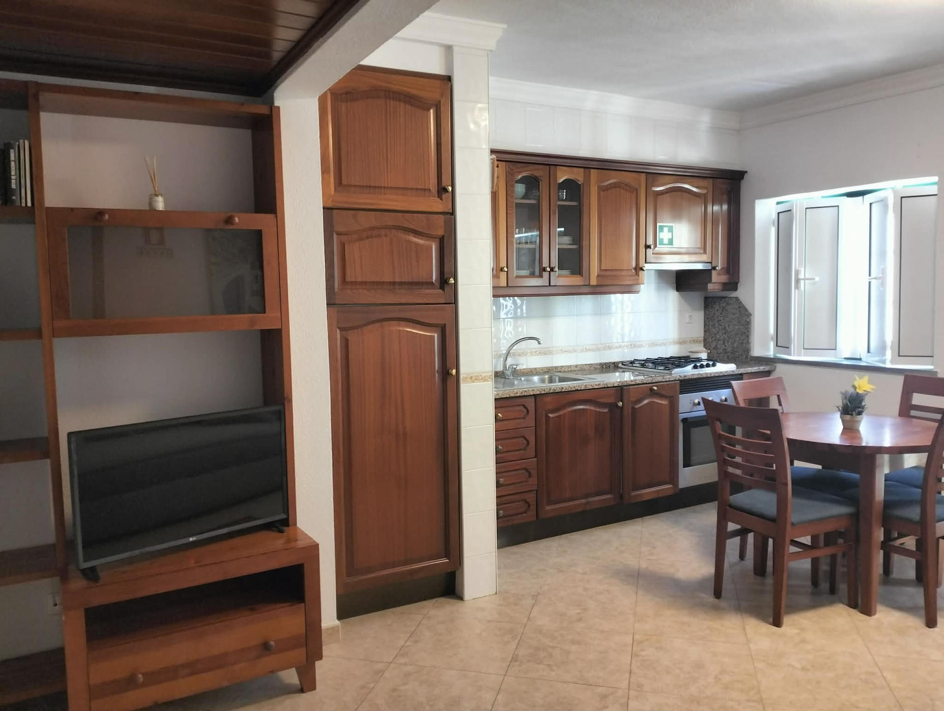 Open kitchen with TV area