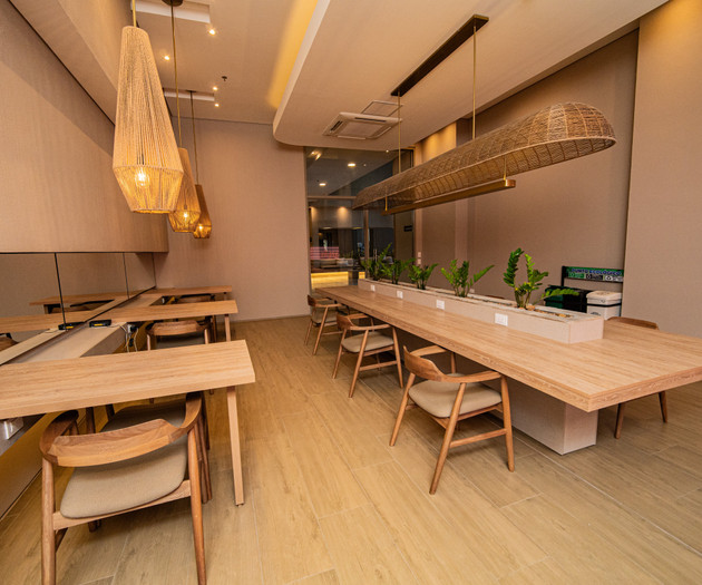 Co-working space with long table