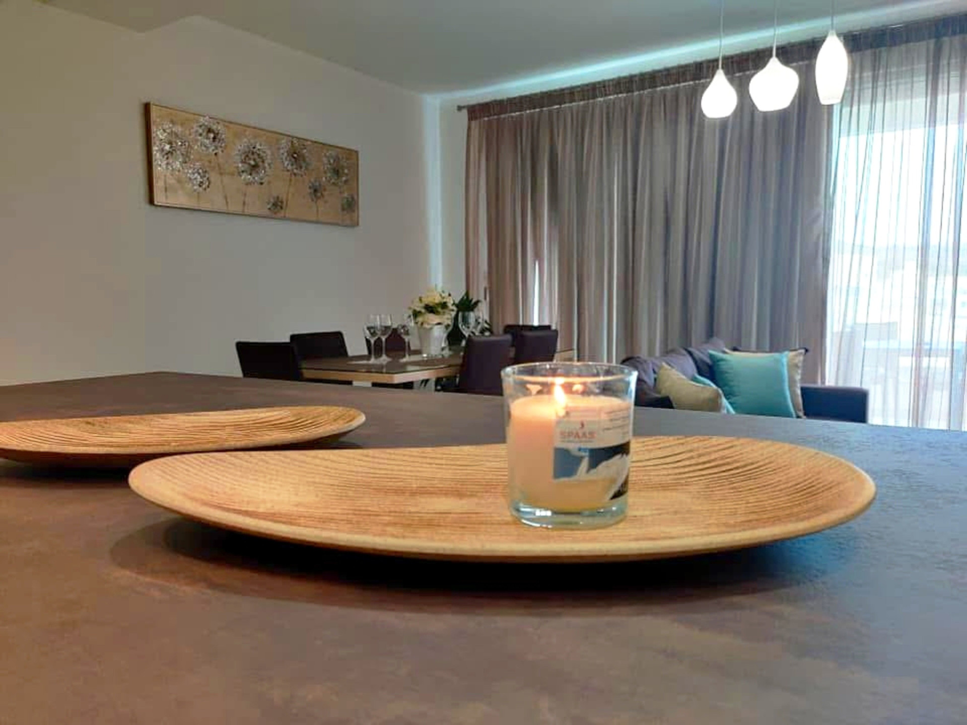 Dining table candle living room