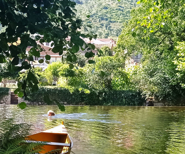 House in village close to river beach and ski