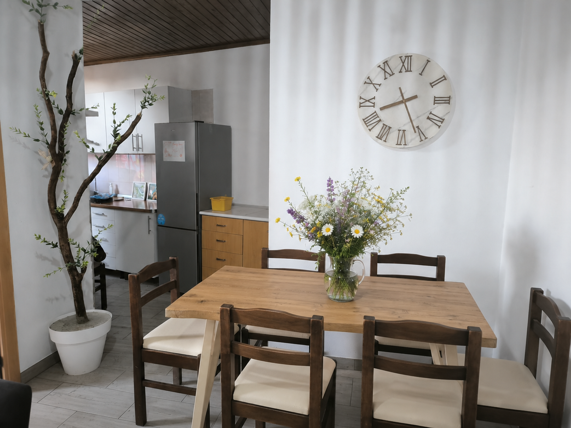 Dining area with open kitchen