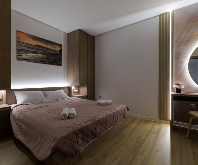 Bedroom with evening lighting
