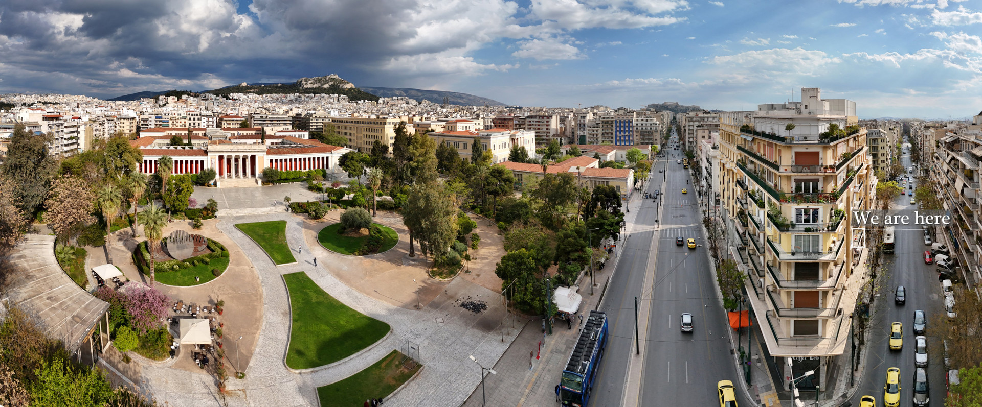 We are here, in the center of Athens, just across the street from the National Archaelogical Museum.