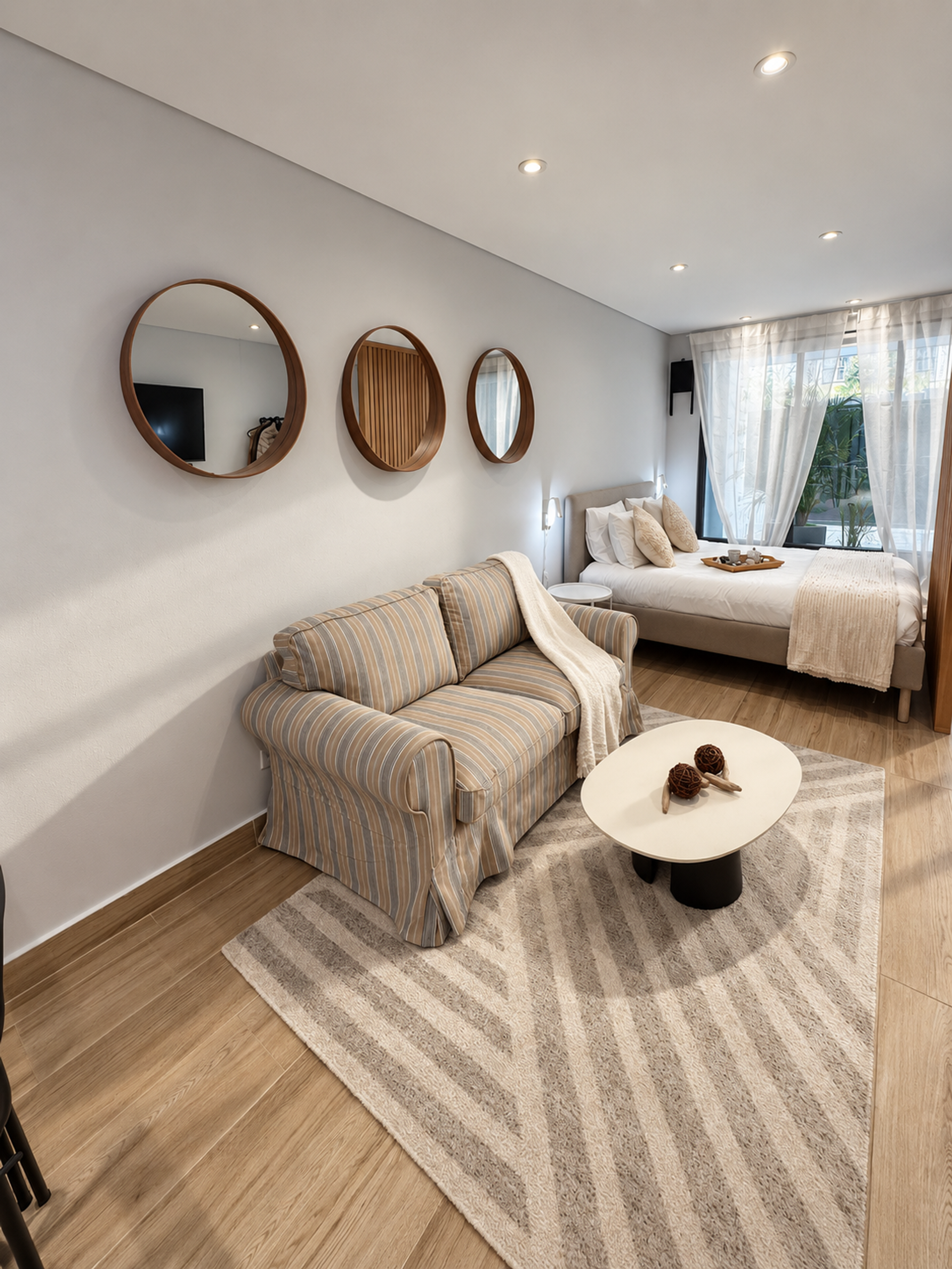 Living area with sofa and bed