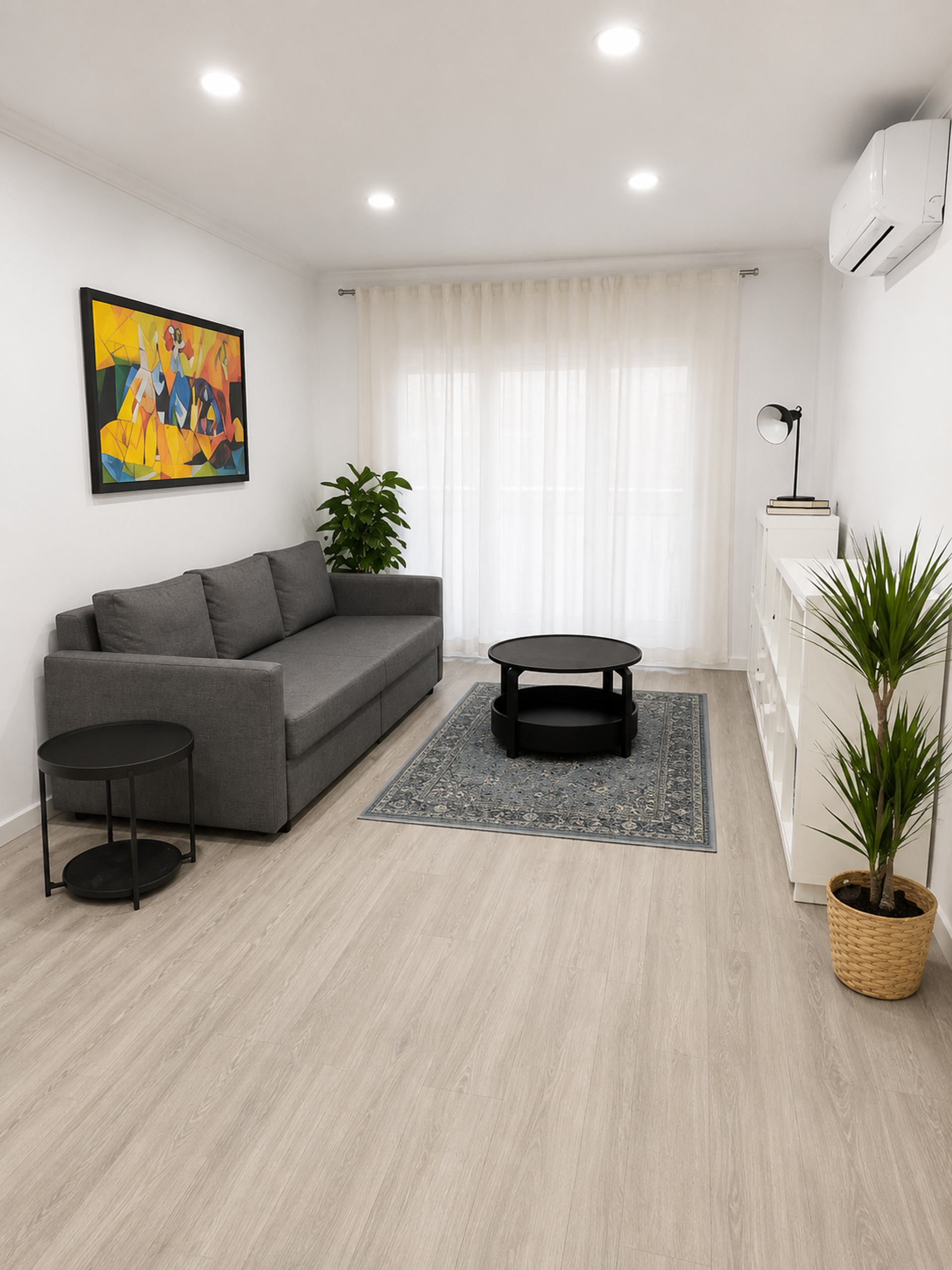 Spacious living room with sofa