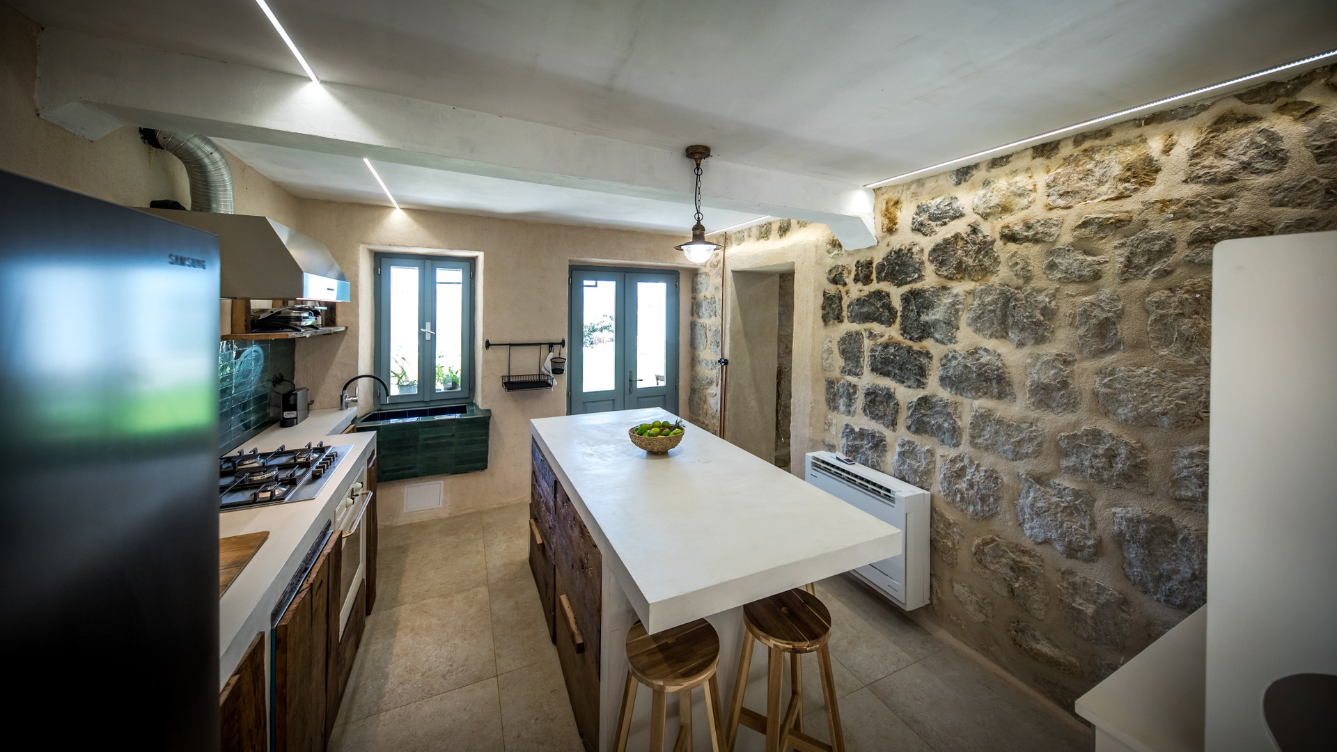 Modern kitchen with island and stove