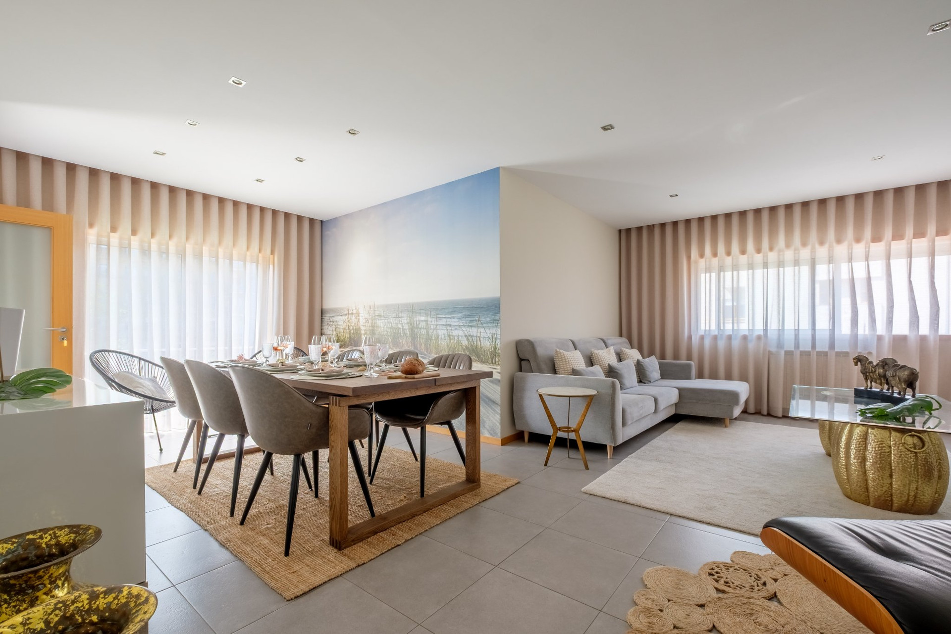 Open living and dining area