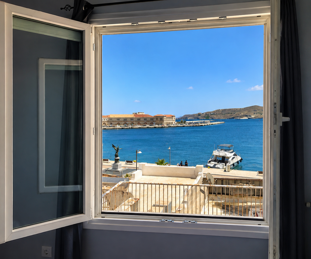 Window view over the sea