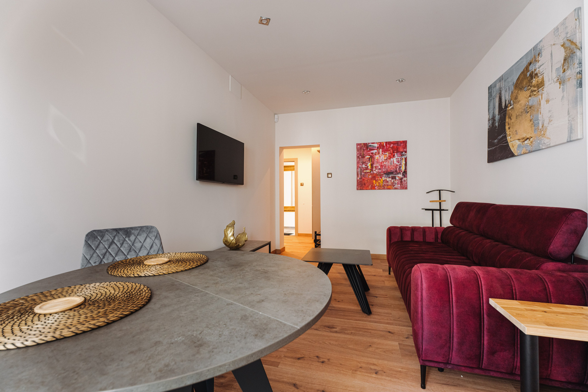 Living room with dining table