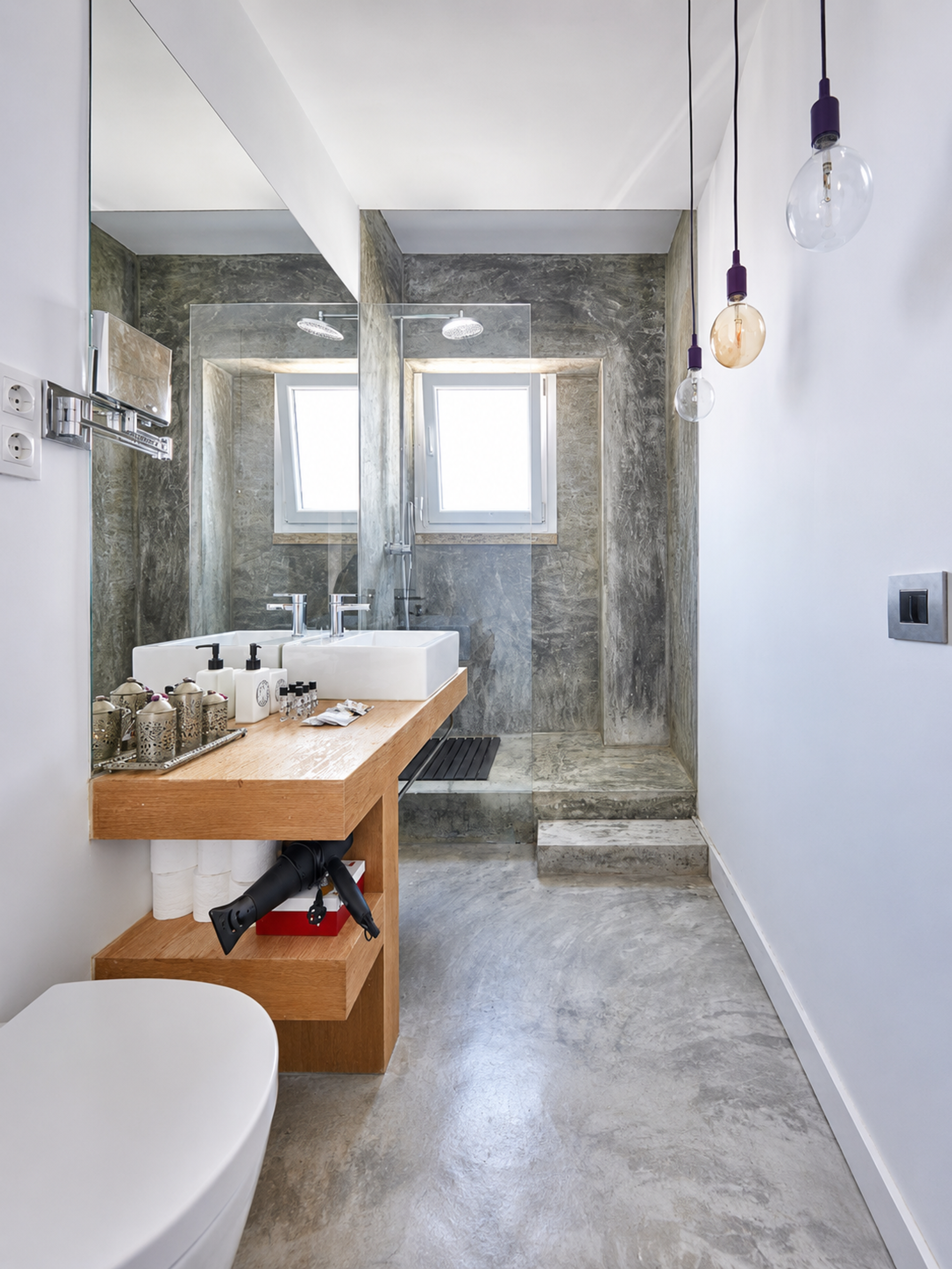 Modern bathroom with stone shower