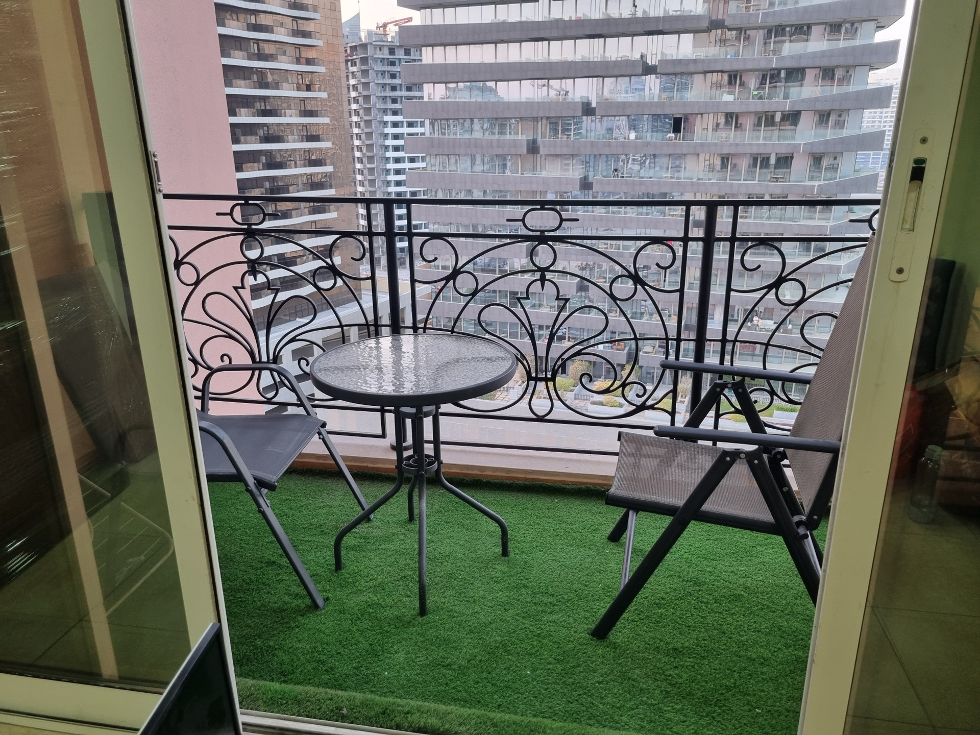Balcony with artificial grass