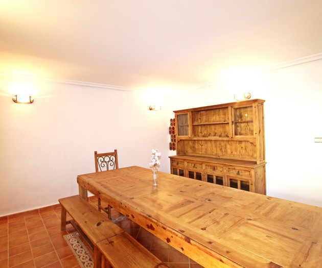 Dining room with hutch cabinet