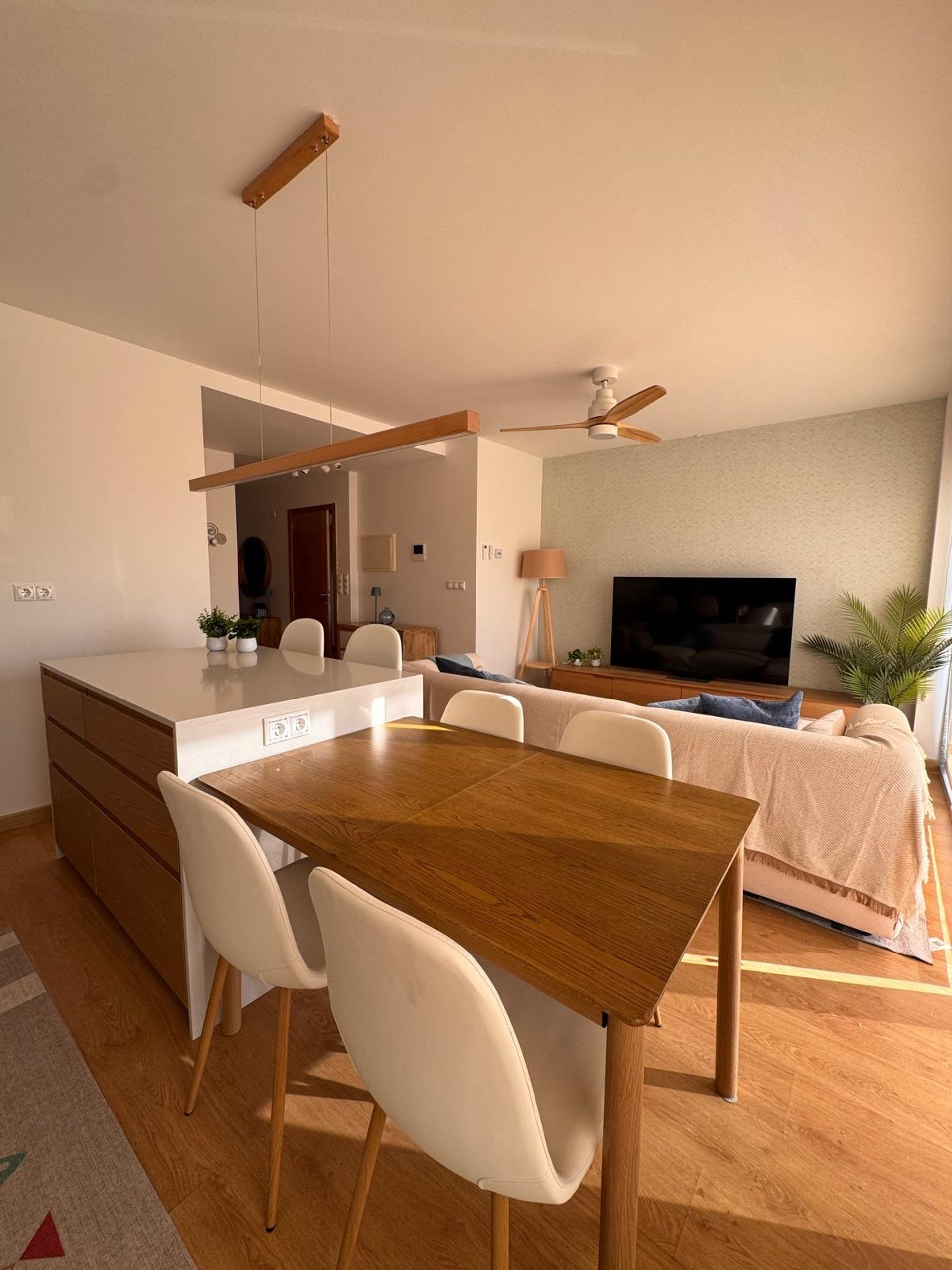 Open dining and living area