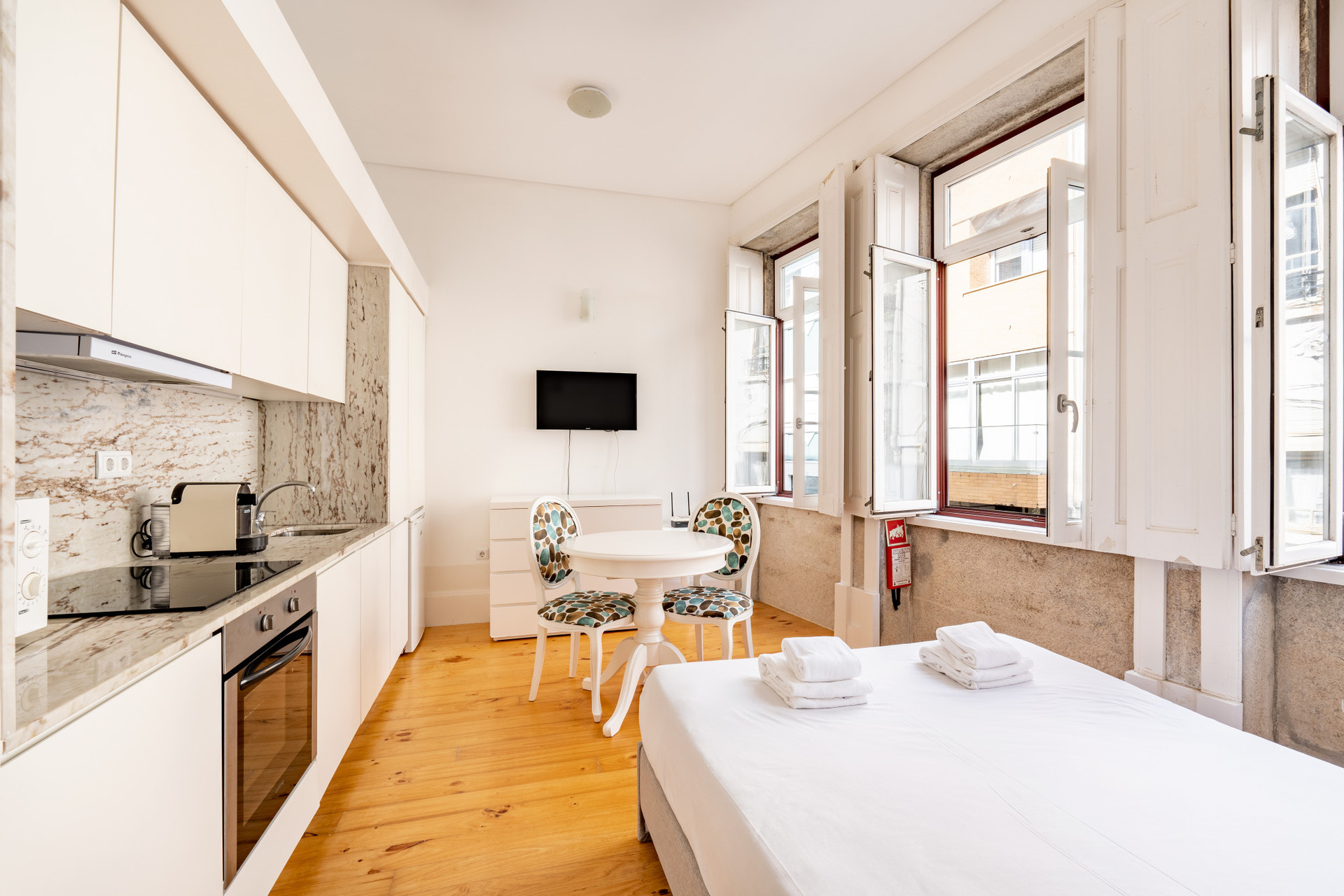 Double bed and kitchenette