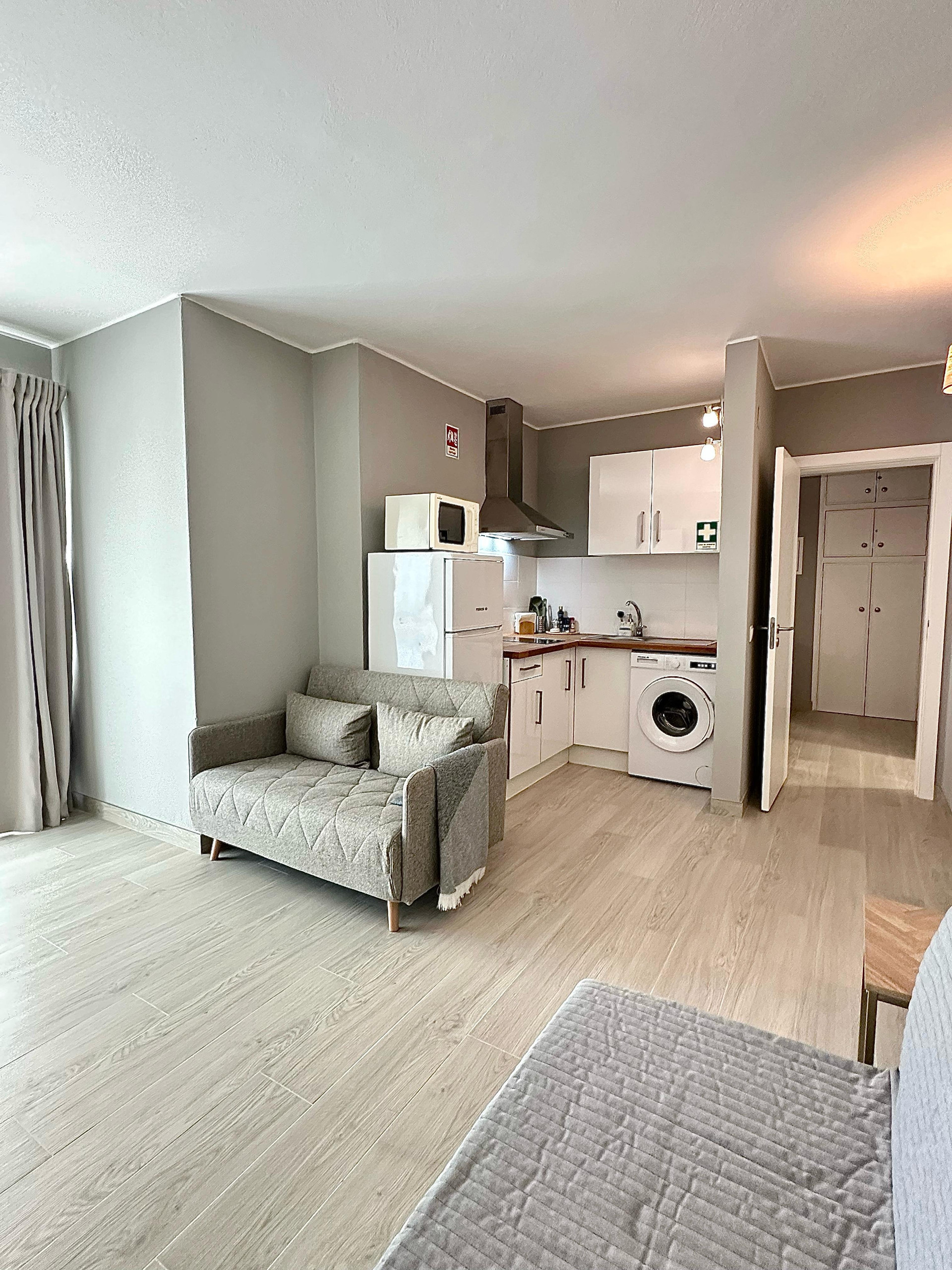 Open kitchen and living area