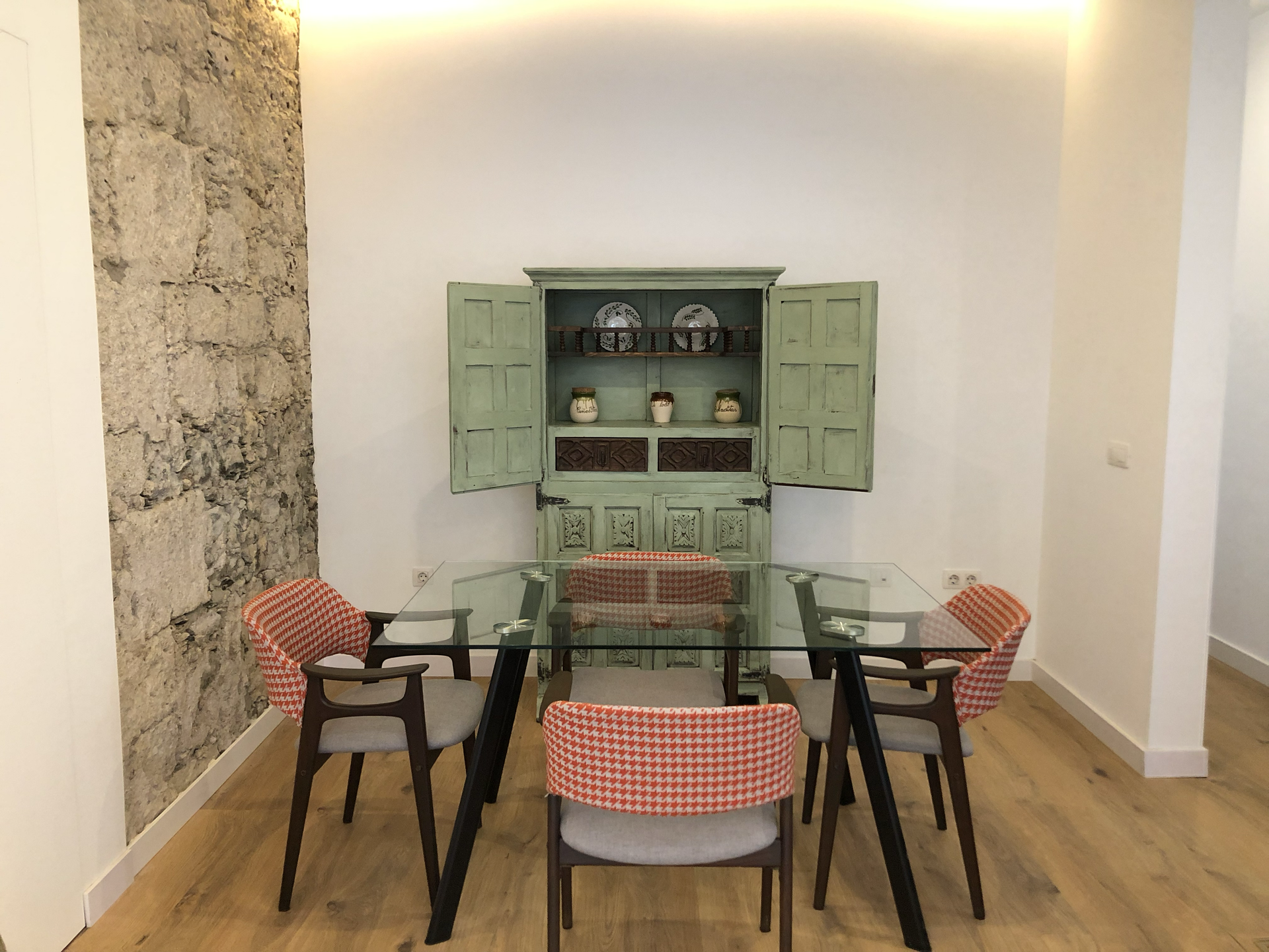 Dining area with glass table