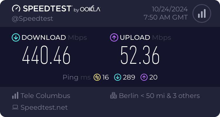 Speedtest.net result