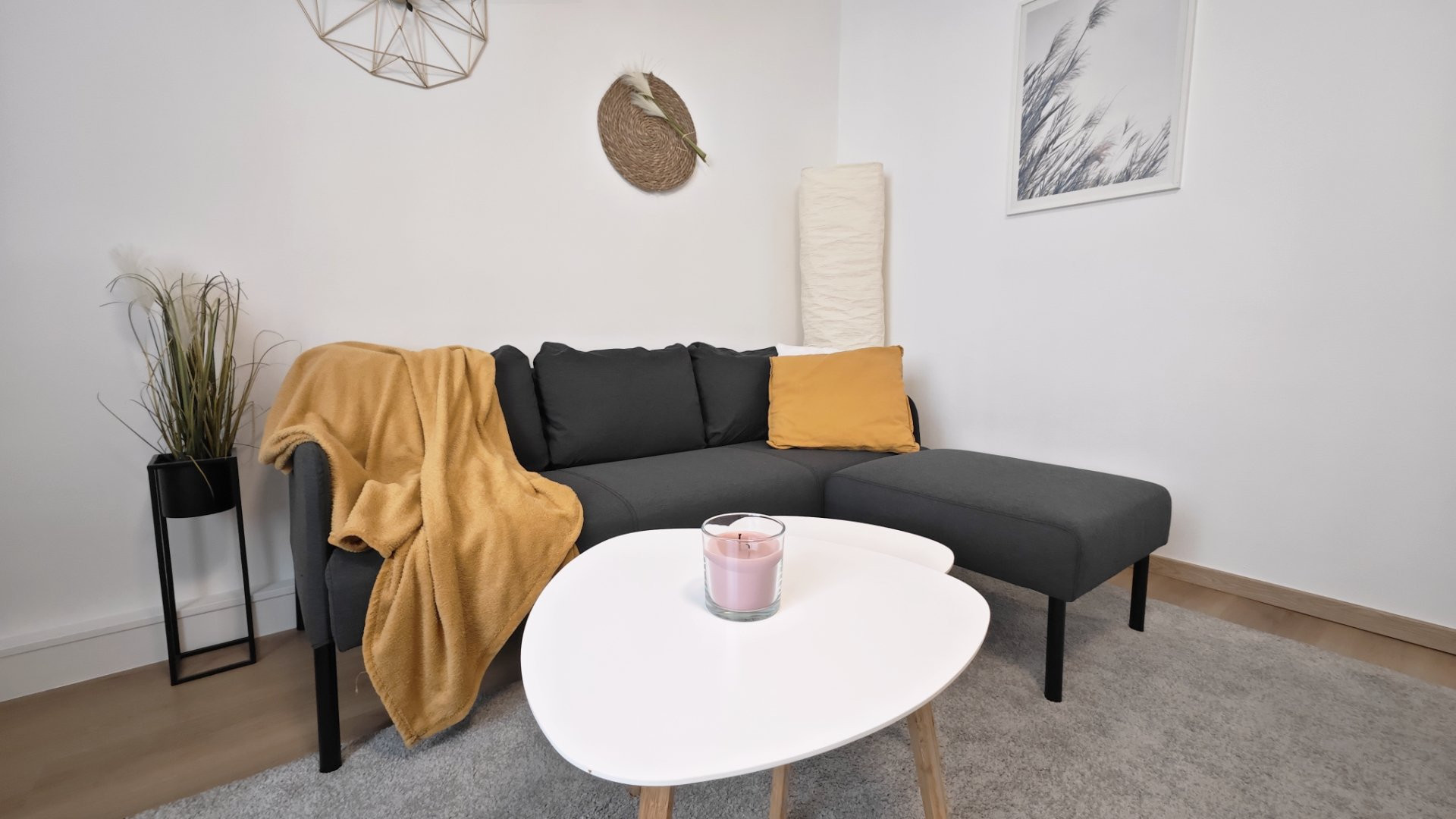 Cozy sofa corner with coffee table