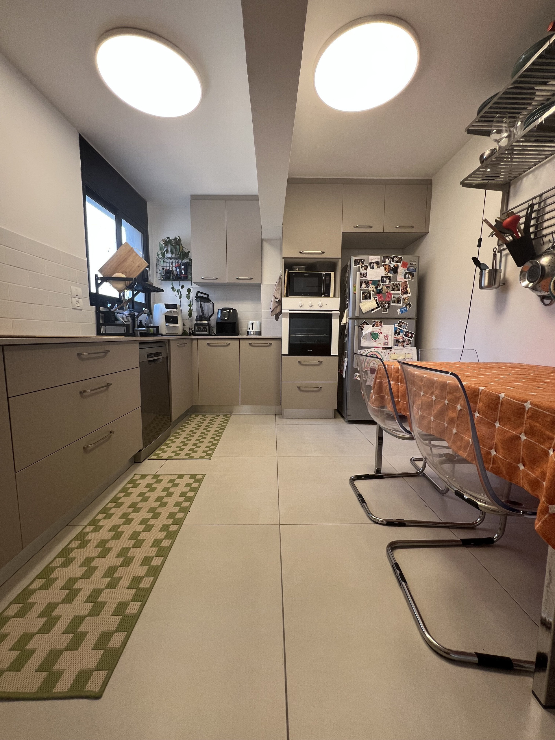 Kitchen with cabinets and dining area