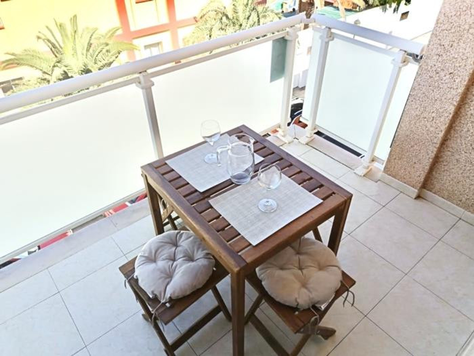Balcony with table for two