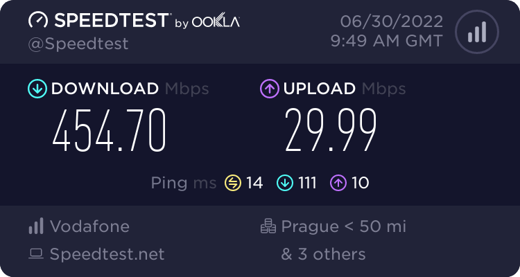 Speedtest.net result