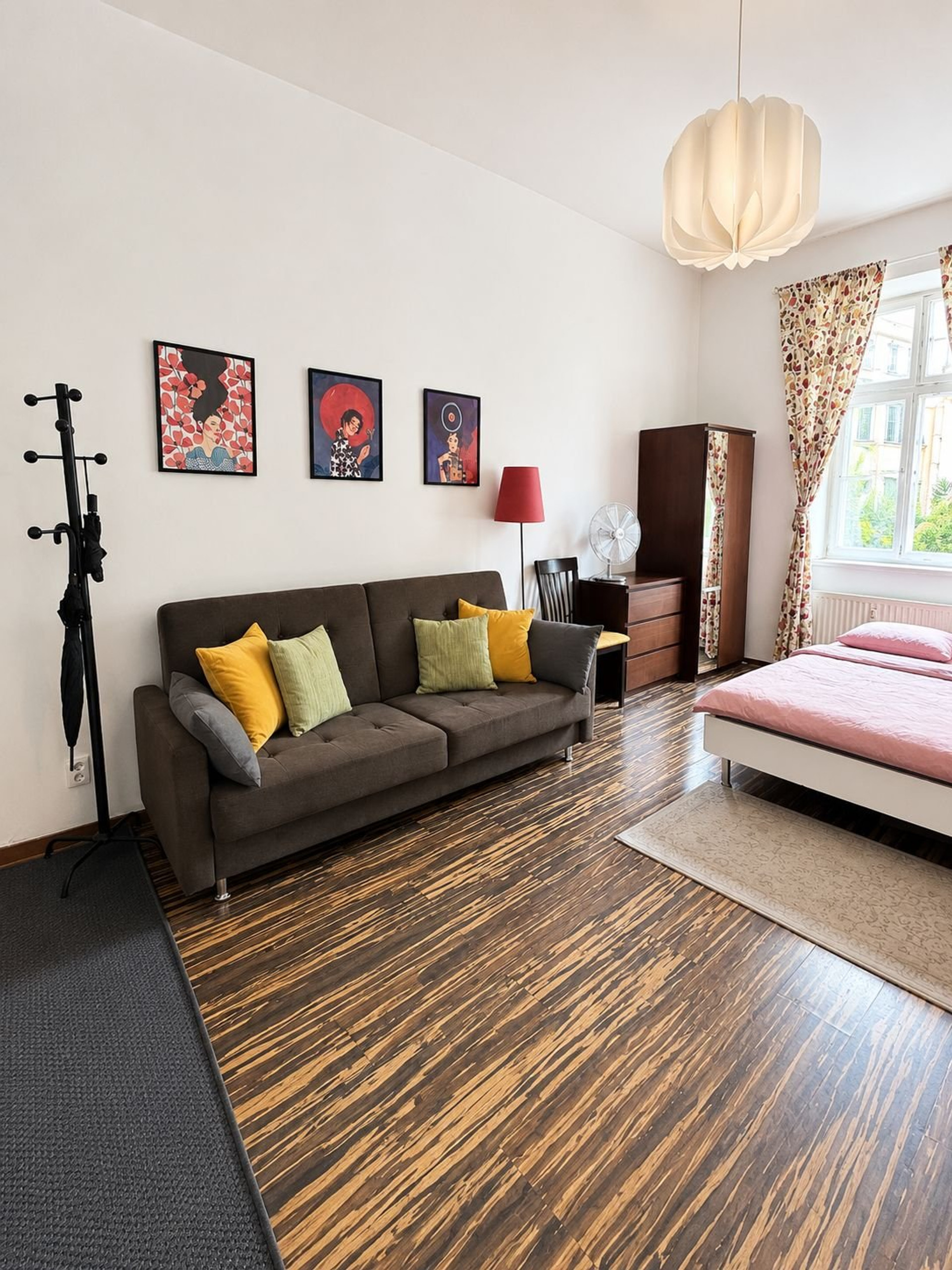 Spacious living area with sofa bed