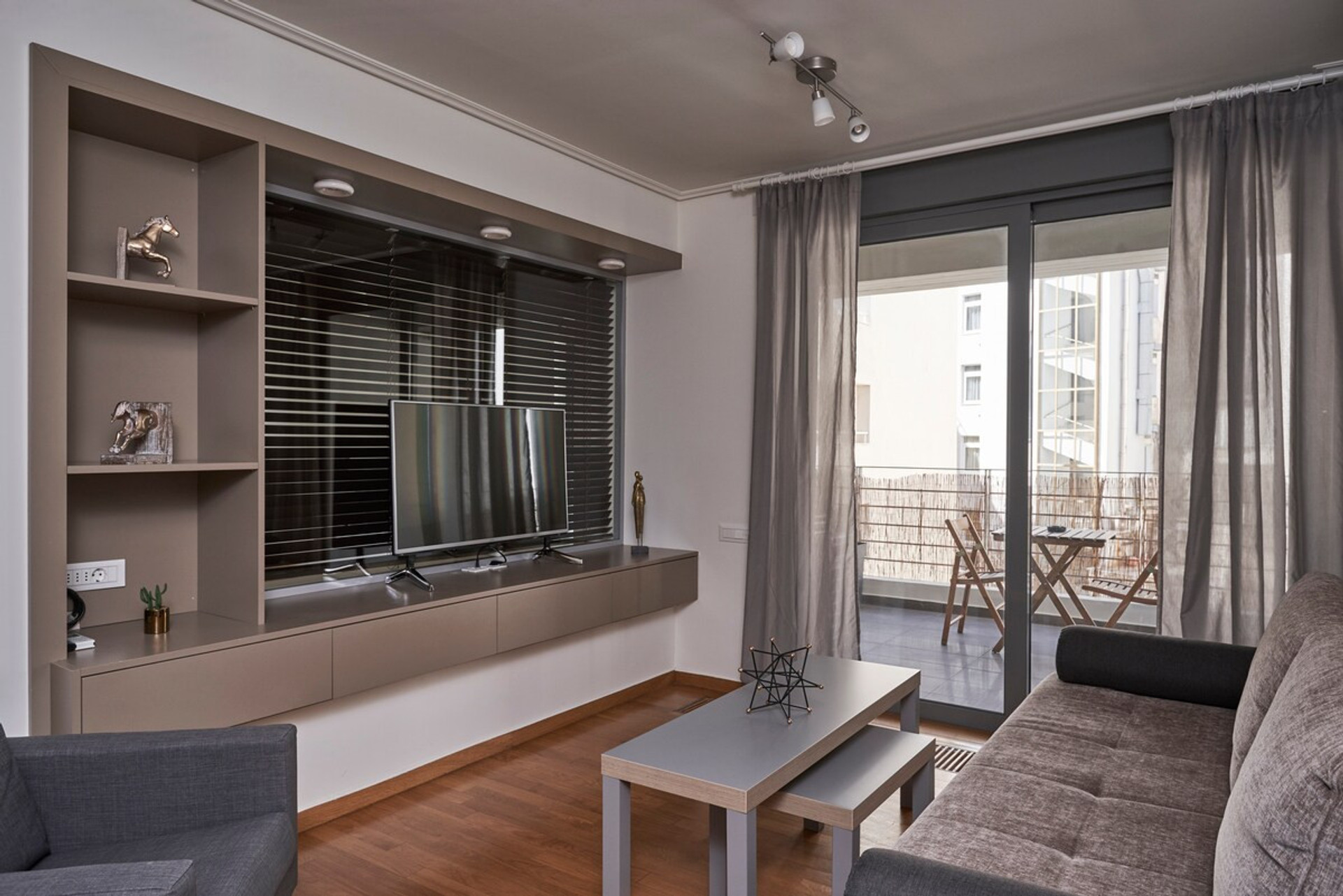 The modern living room with a smart TV