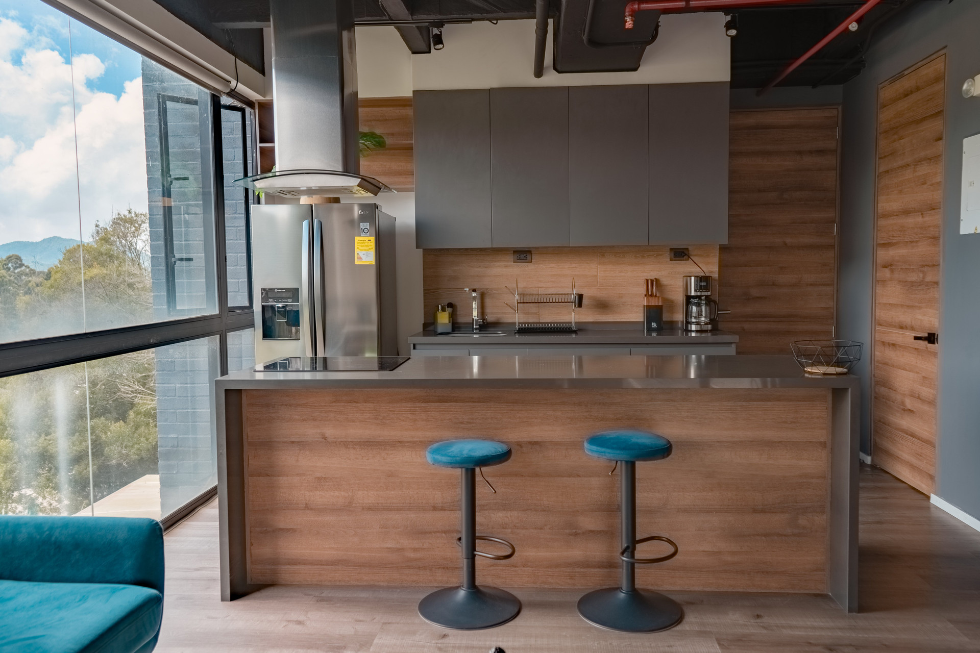 Kitchen with bar stools