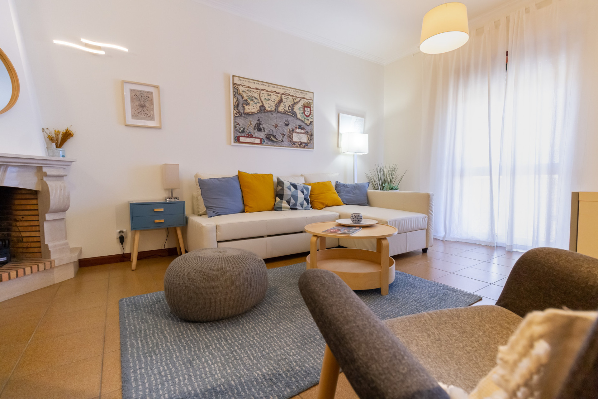 Living room with balcony door in Apartment B of Casa dos Jacintos, São Jacinto, Aveiro - Portugal