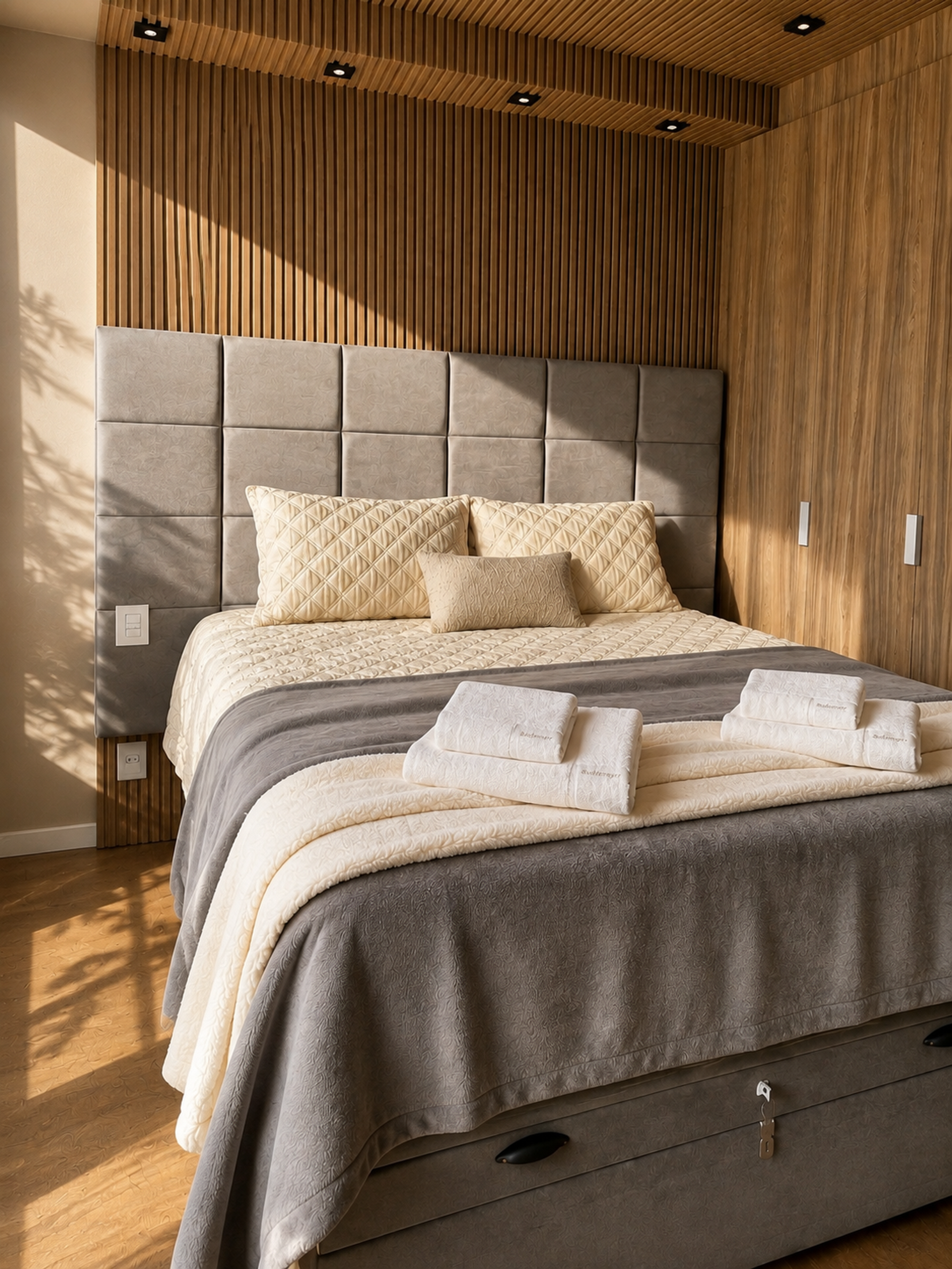 Cozy bed with towels