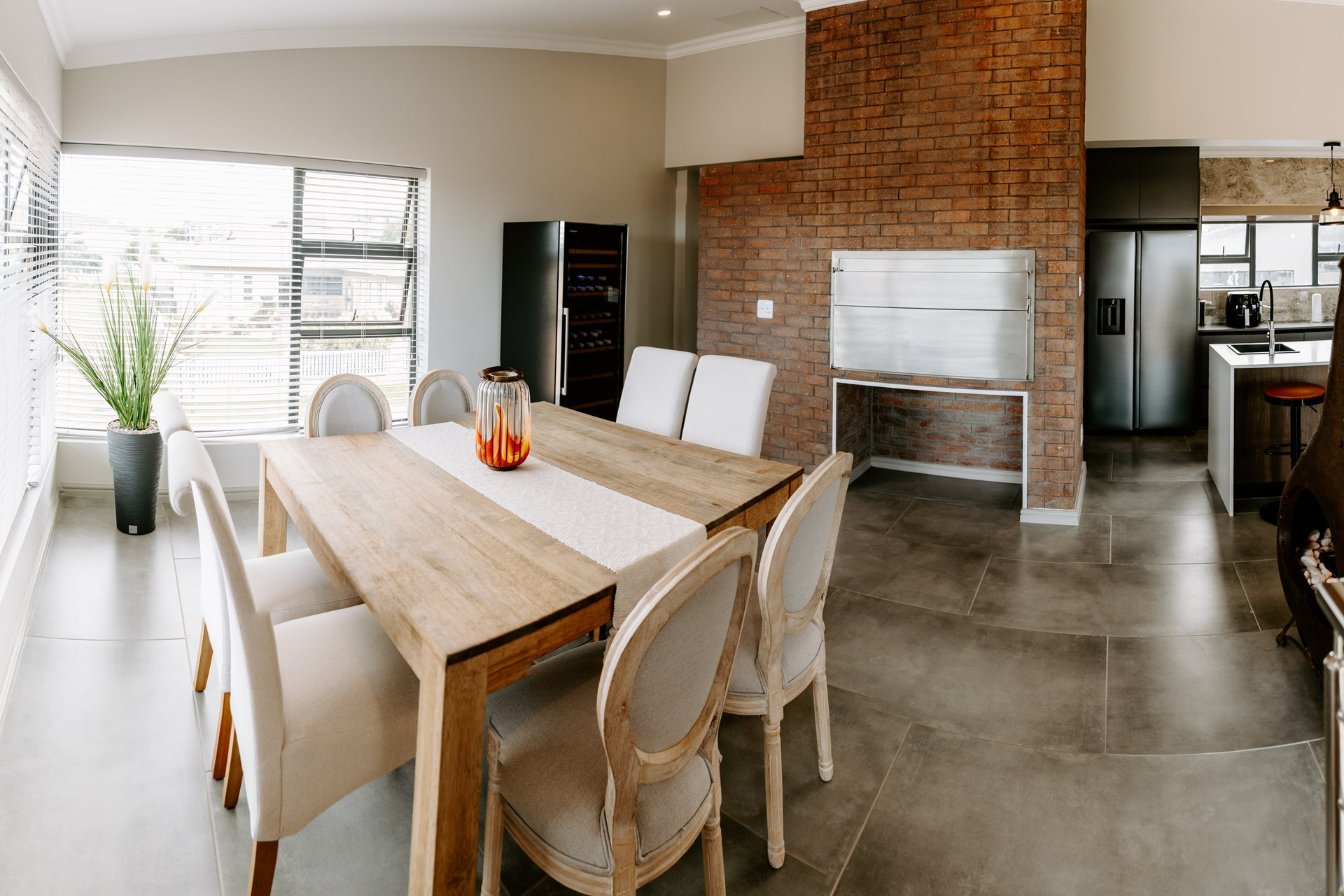 Dining area with brick braai