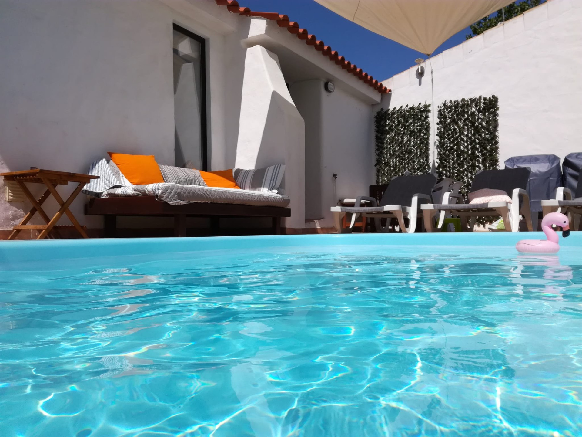 Private pool with sun loungers