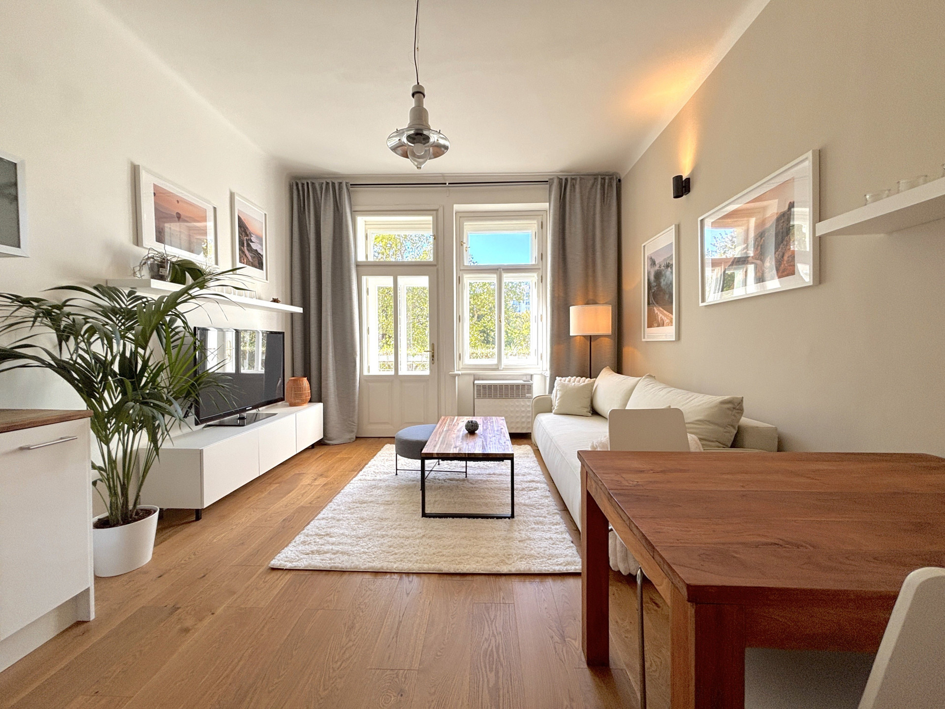 Living room with dining table