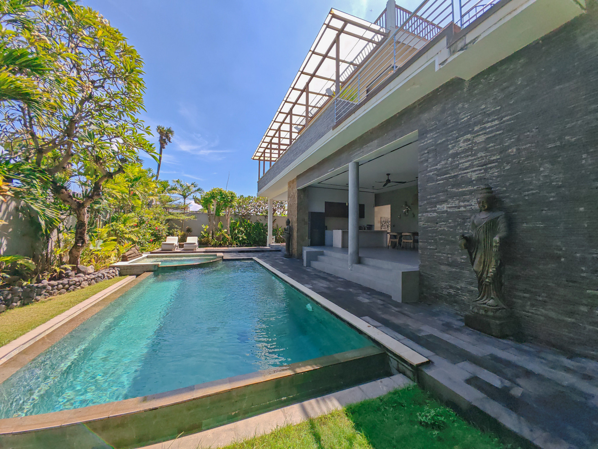 Pool and villa exterior overview