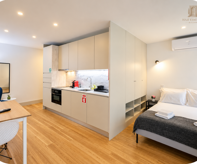 Studio with kitchen and bed