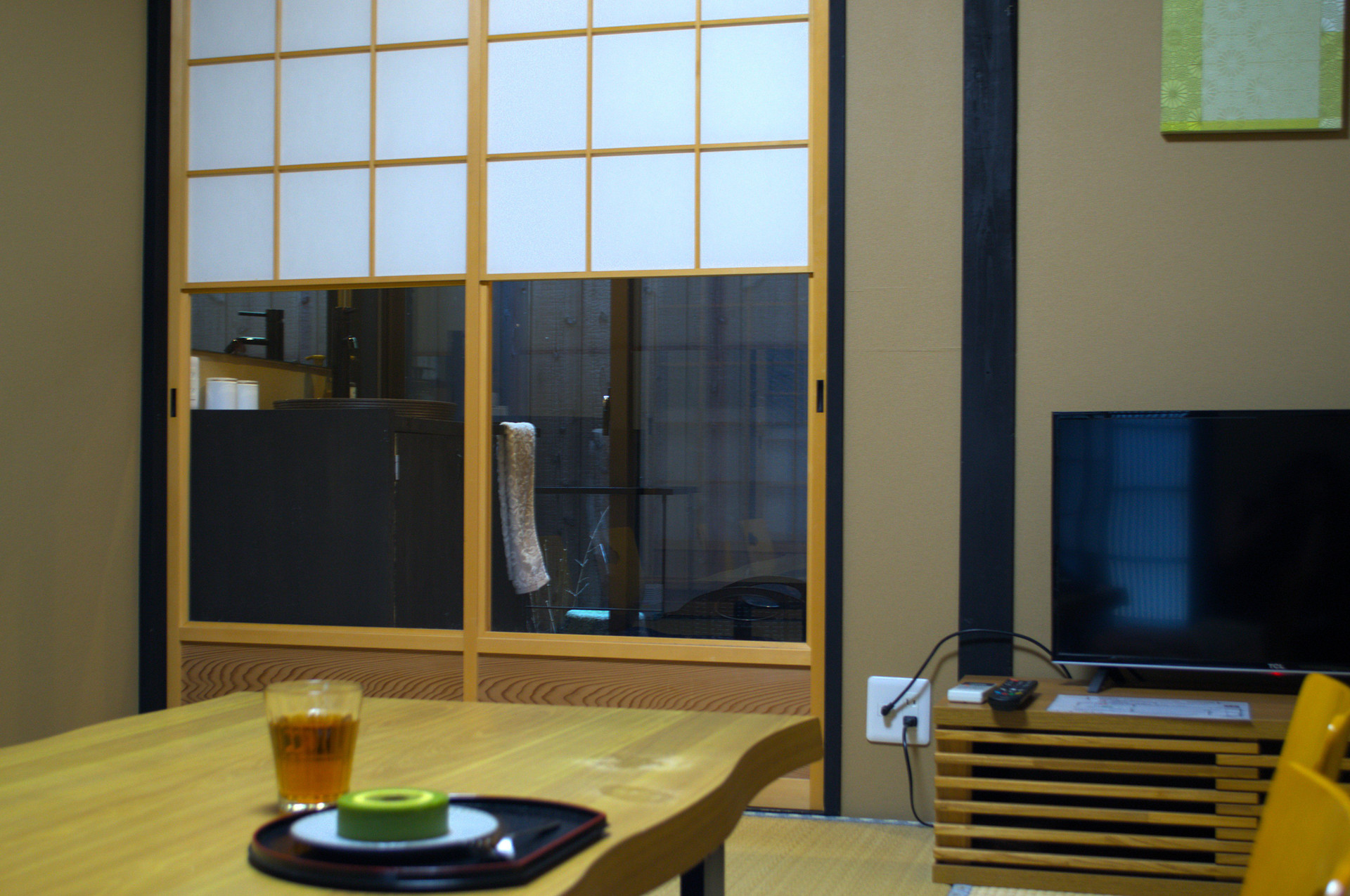 Living area with TV and table