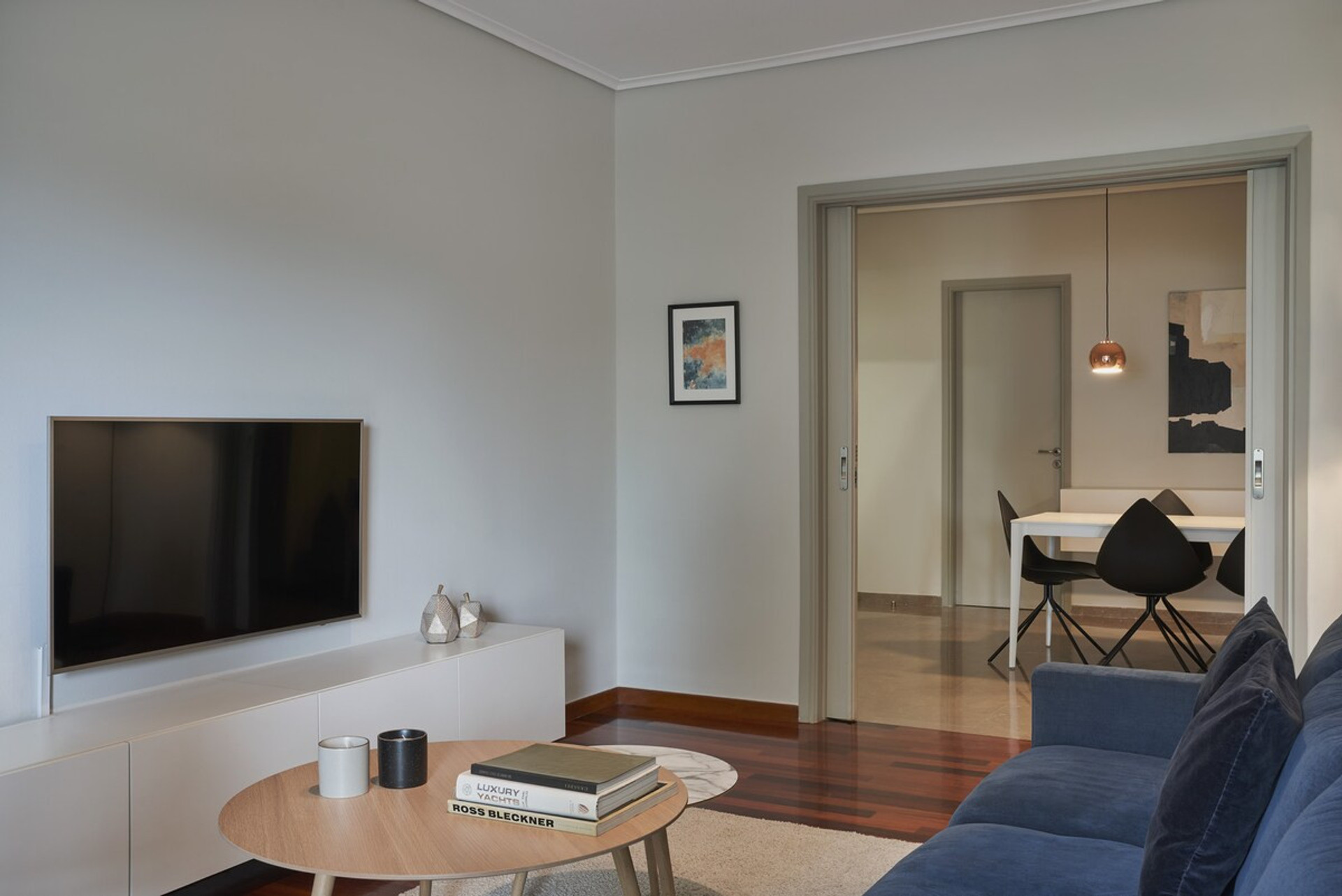 The living room with a smart TV