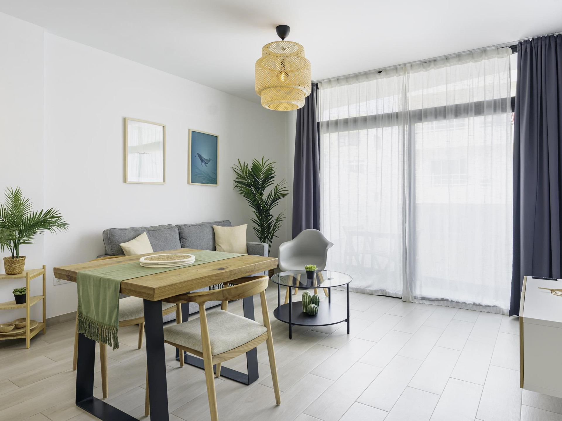 Bright living and dining area