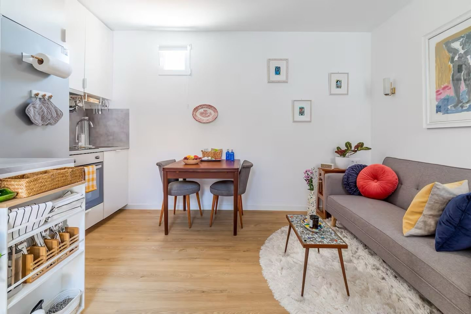 Open living kitchen dining area