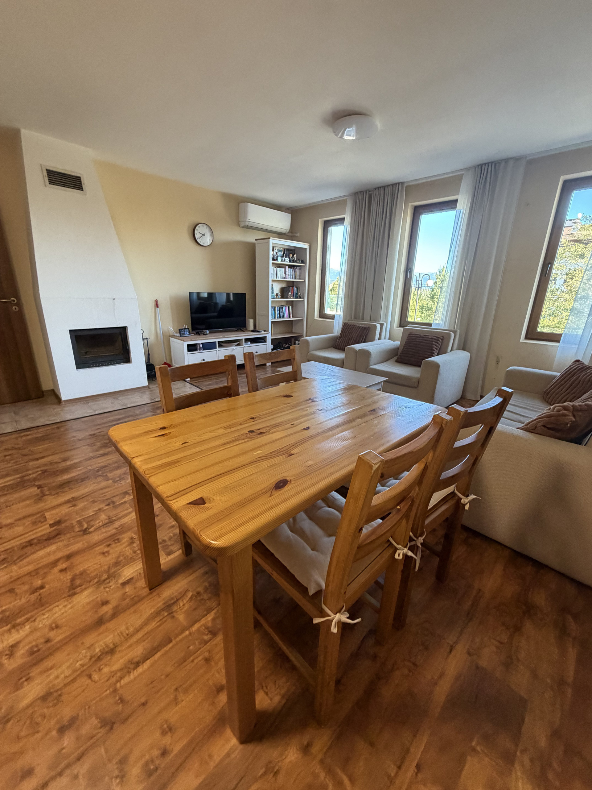 Dining table and living room