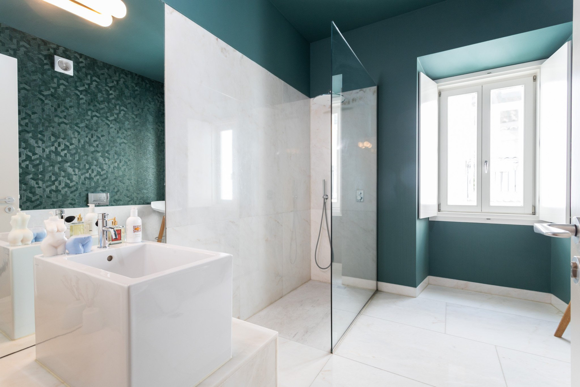 Modern bathroom with glass shower