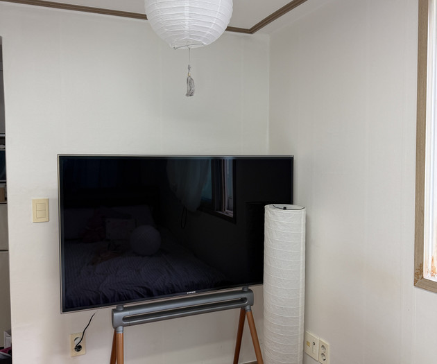 TV, lantern and floor lamp