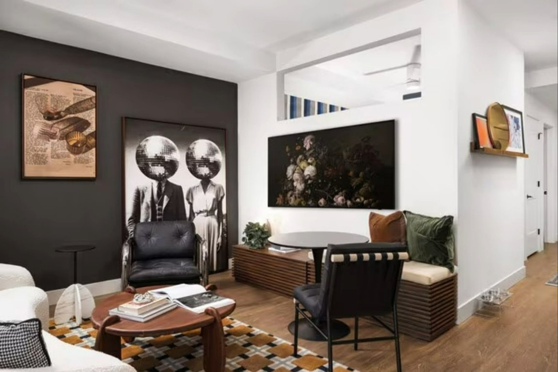 Living room with art wall