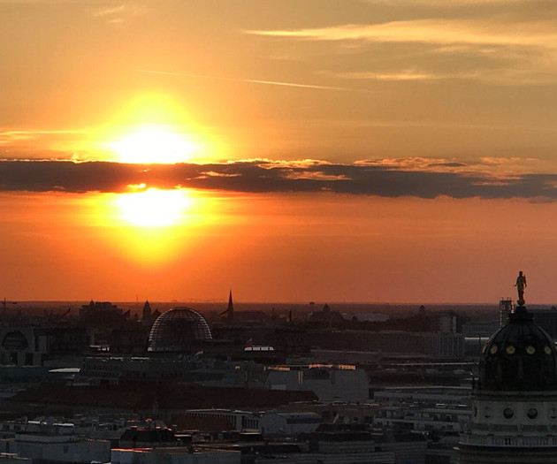 Dramatic sunset skyline view
