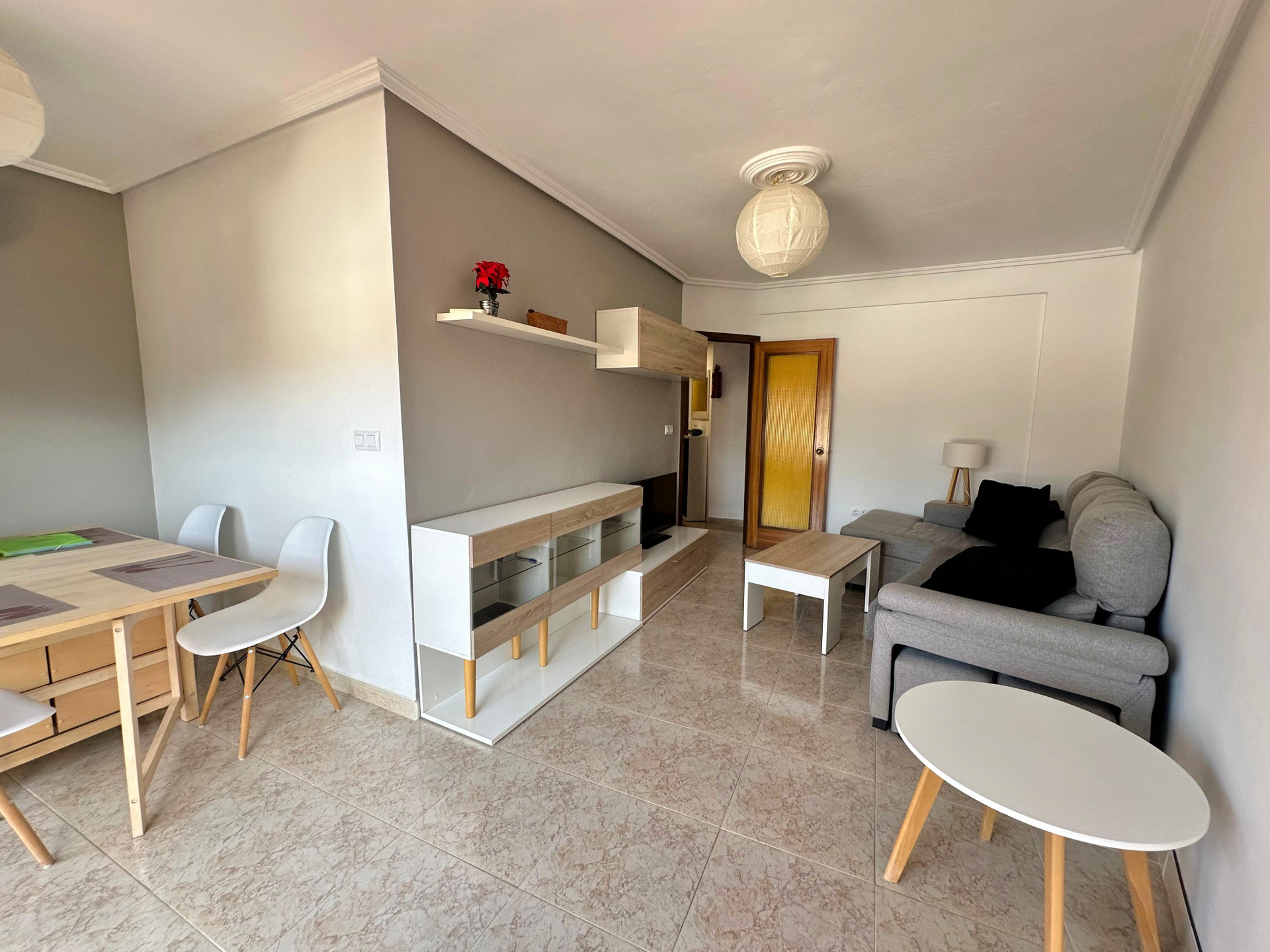 Open living and dining area