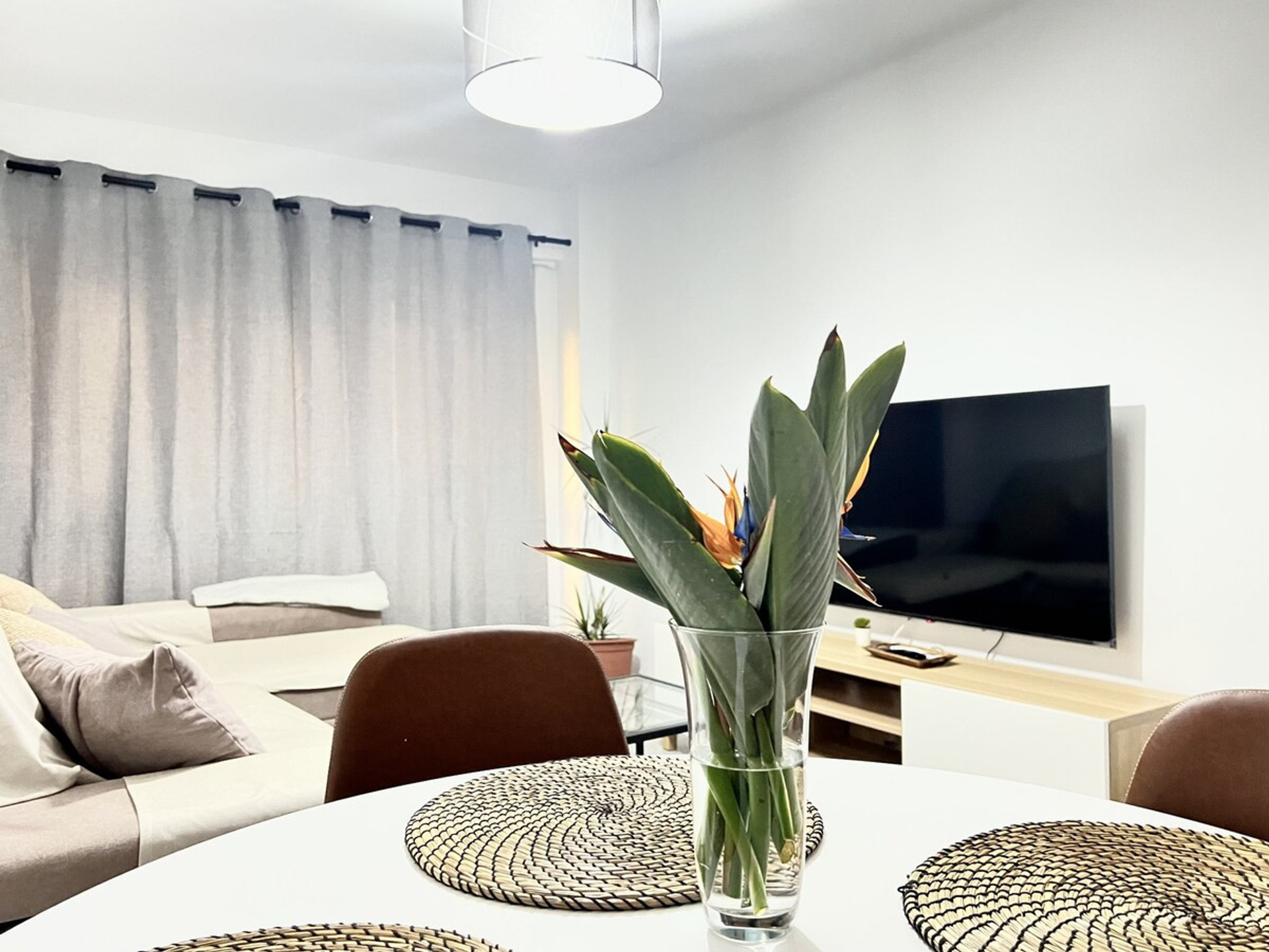 Dining area living room with TV