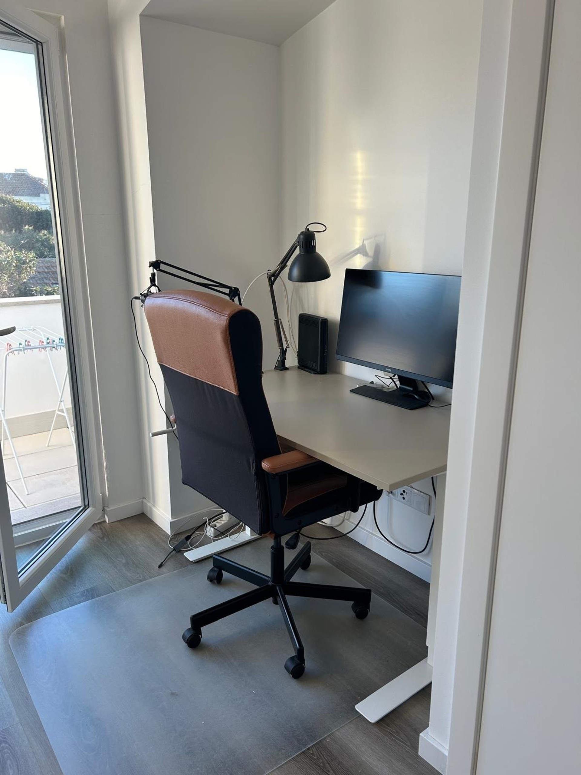 Home office desk with monitor